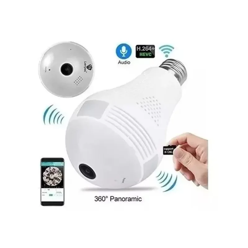 Camaras Espias Lampara Led 360o Wifi Audio