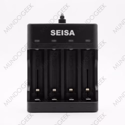 Cargador De Pilas Recargables Seisa 4 Pilas SND-512 — Secundaria (cenital/contexto)