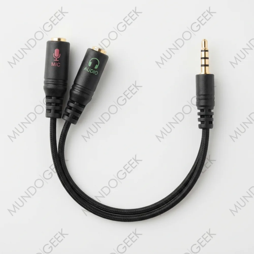 Adaptador Audio Mini Plug 3,5mm A Mic Y Auricular PC — Secundaria (cenital/contexto)
